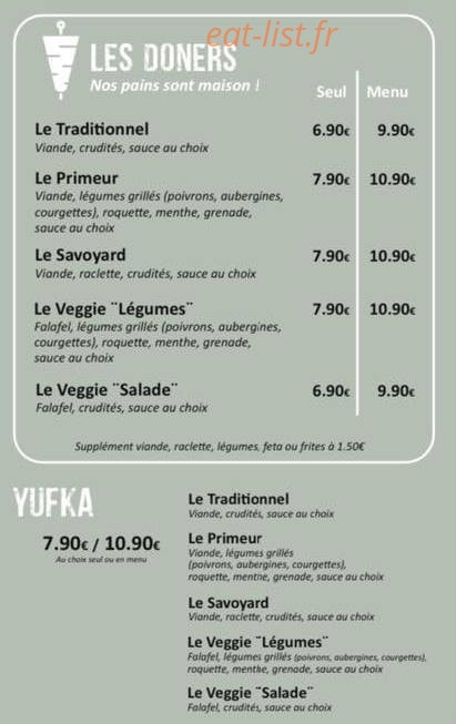 L'Atelier du Kebab — carte page 2