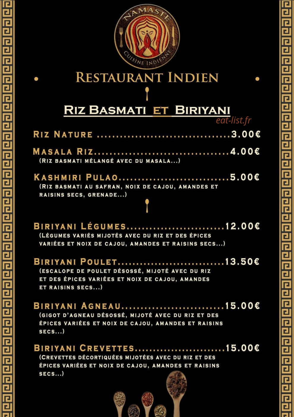 Namaste — carte page 3