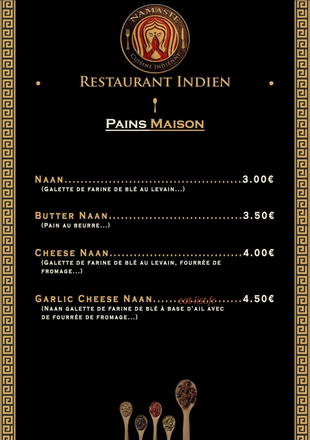 Namaste — carte page 2