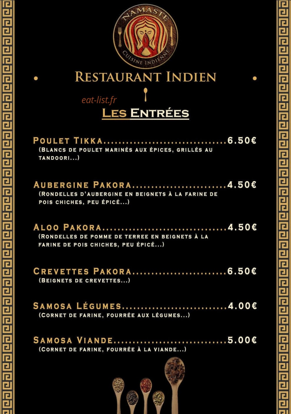 Namaste — carte page 1