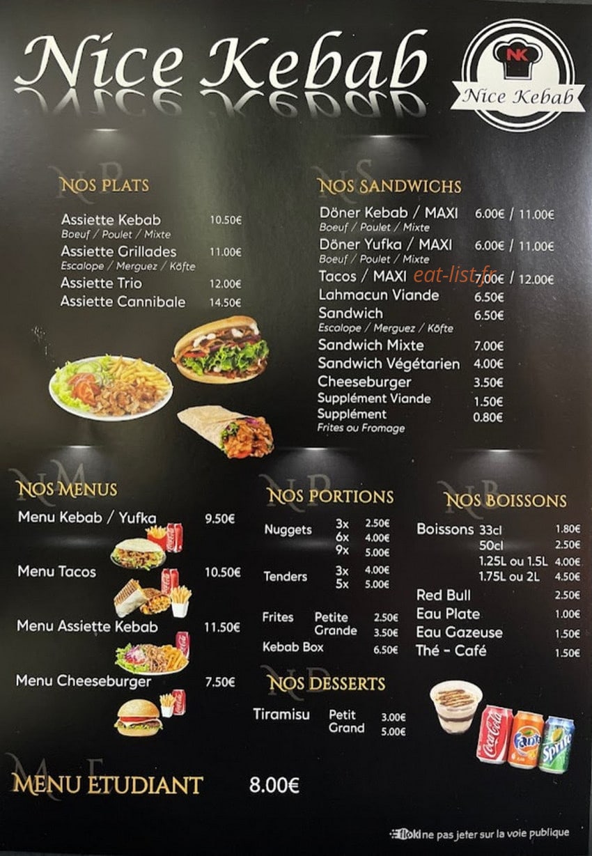 Nice kebab — carte page 1
