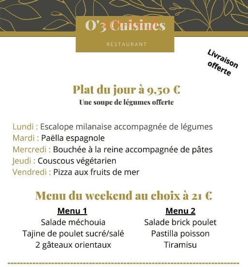 O 3 cuisines — carte page 3