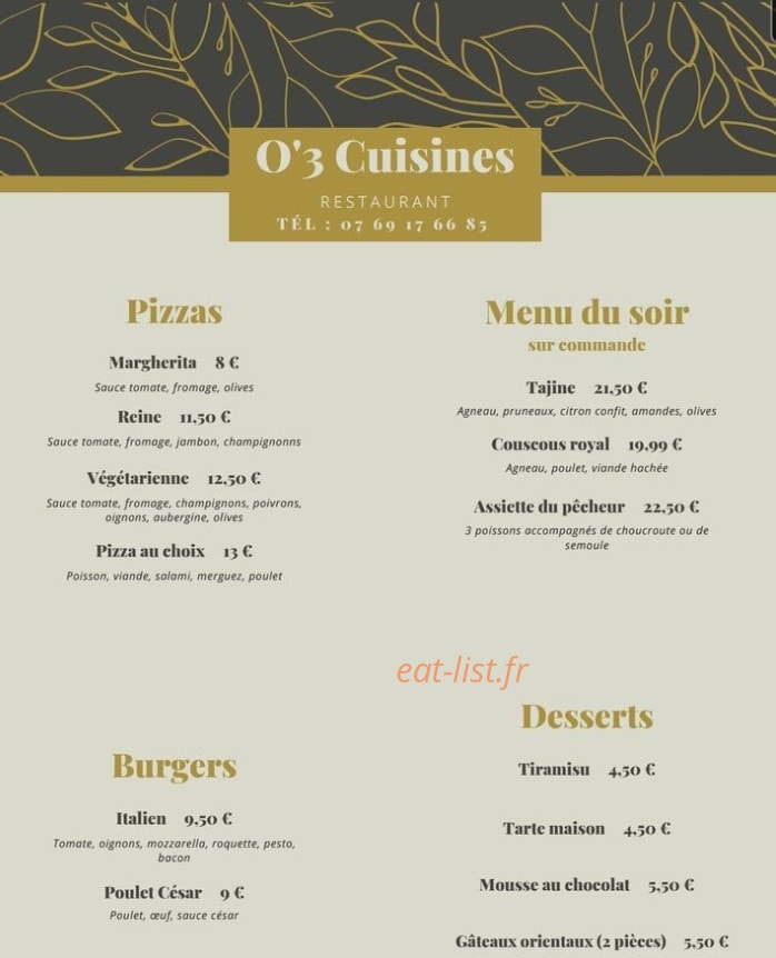O 3 cuisines — carte page 2