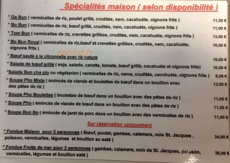 Restaurant chez son — carte page 3
