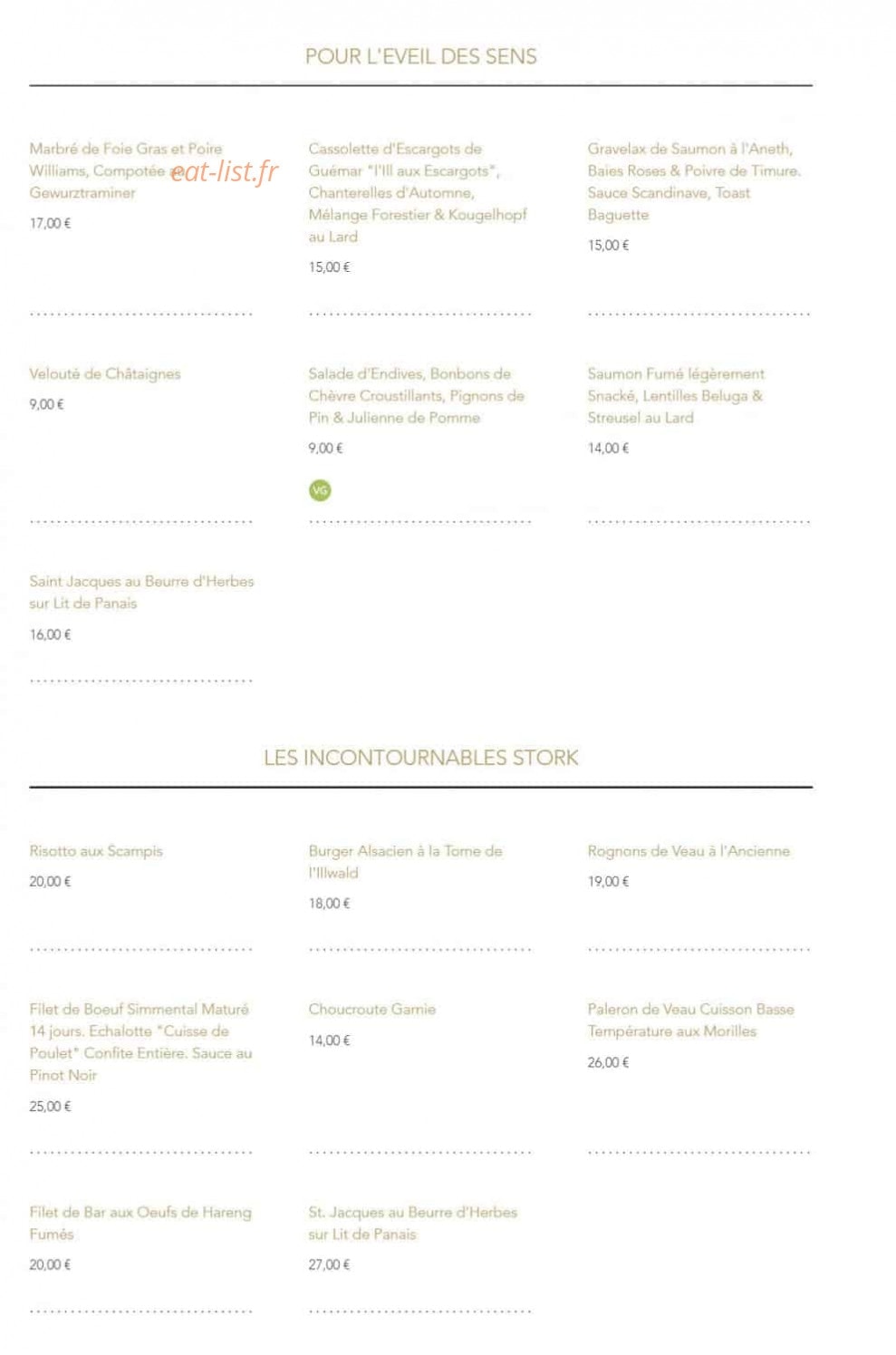 Restaurant stork — carte page 1