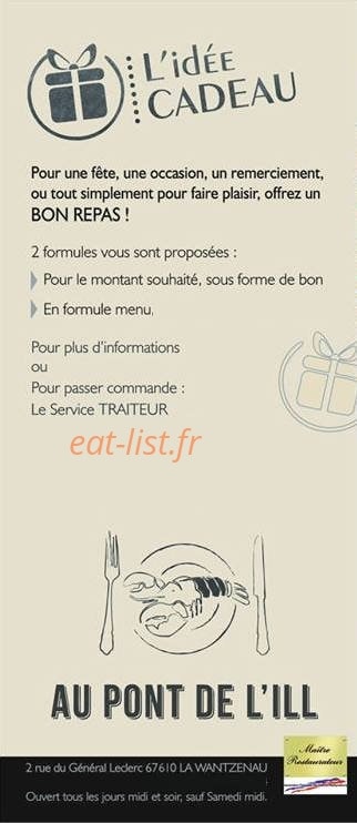 Carte et menu de Pont de l'ill à La Wantzenau — Les informations suite