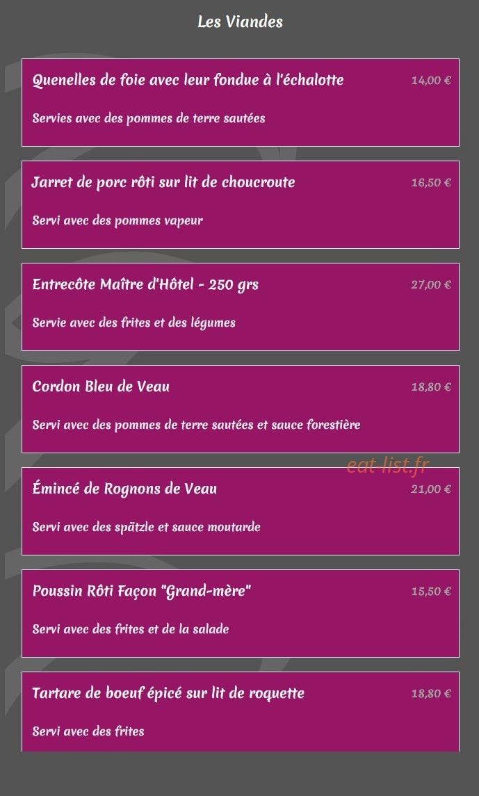 Restaurant Le Grillon — carte page 8