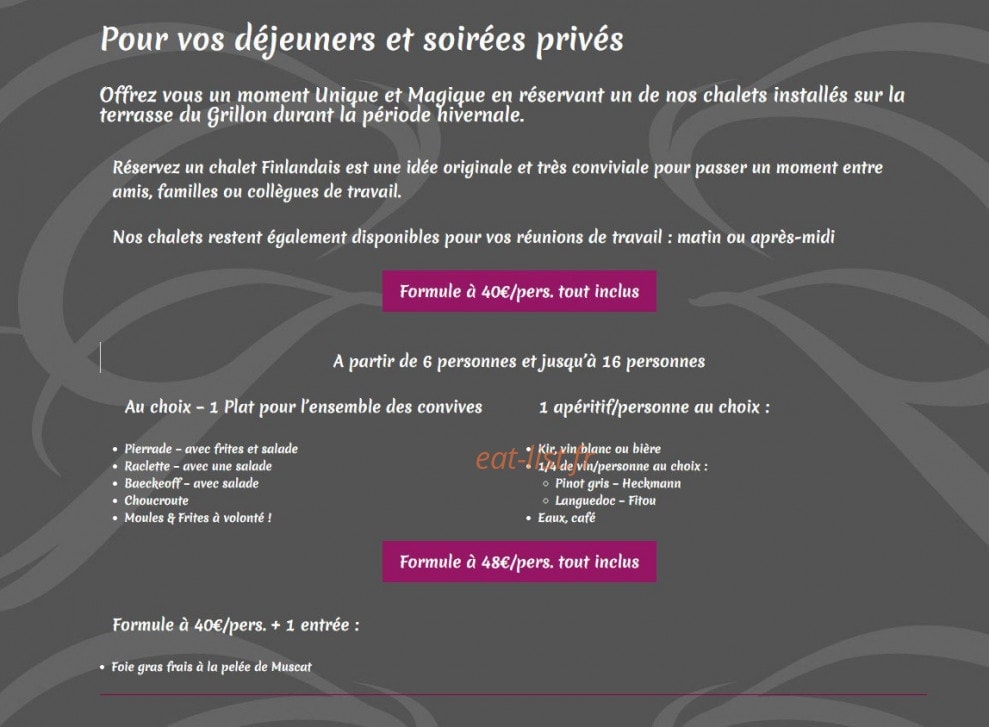 Restaurant Le Grillon — carte page 12