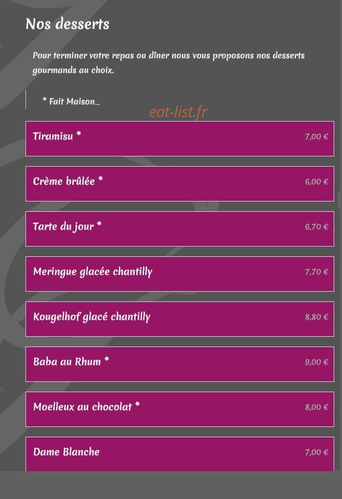 Restaurant Le Grillon — carte page 10