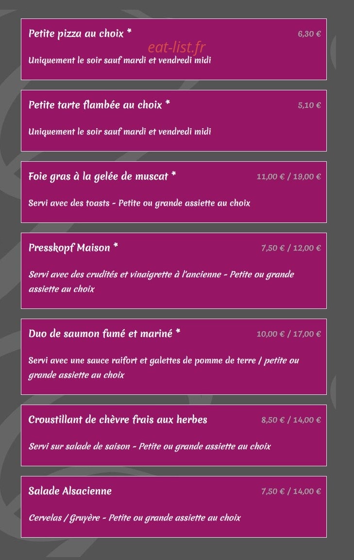 Restaurant Le Grillon — carte page 2