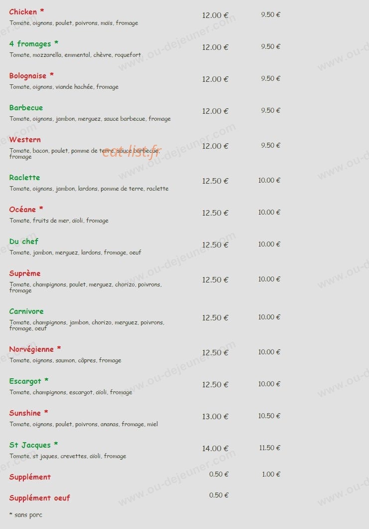 Louis Pizzas — carte page 2