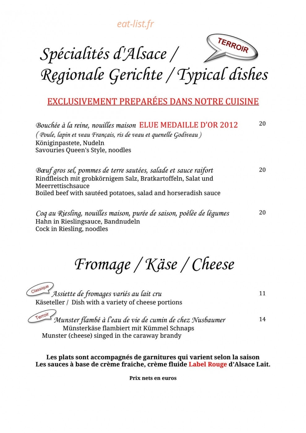 Au Vieux Moulin — carte page 2