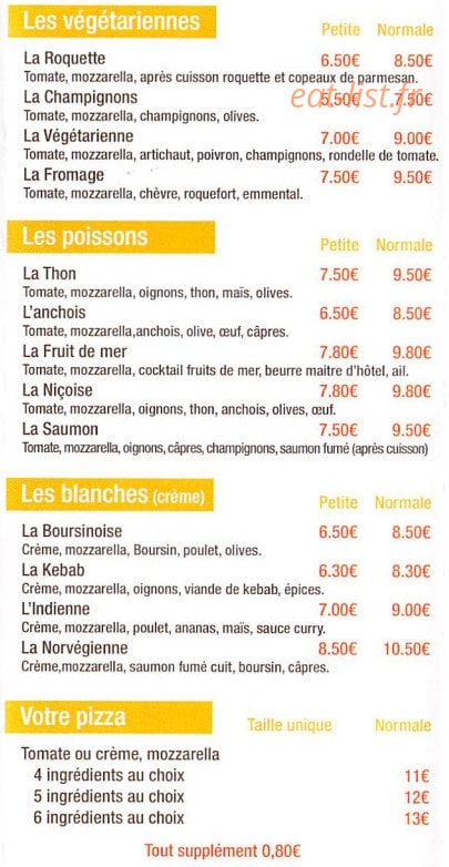 Carte et menu de La Marguerita à Lauterbourg — Les pizzas suite