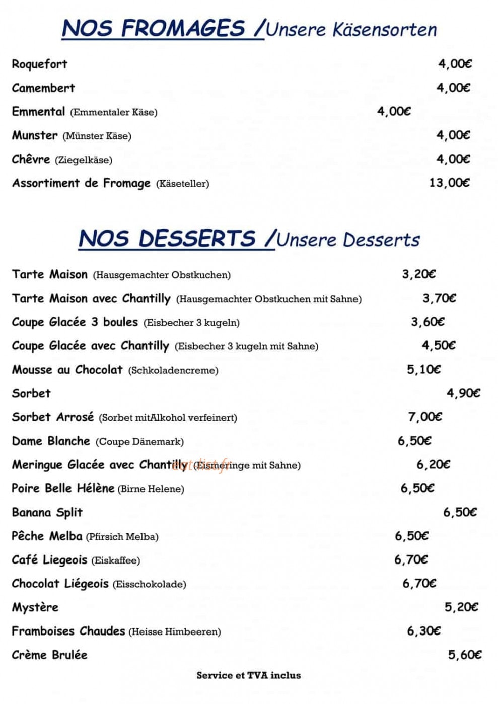 Restaurant Haras de la Née — carte page 8