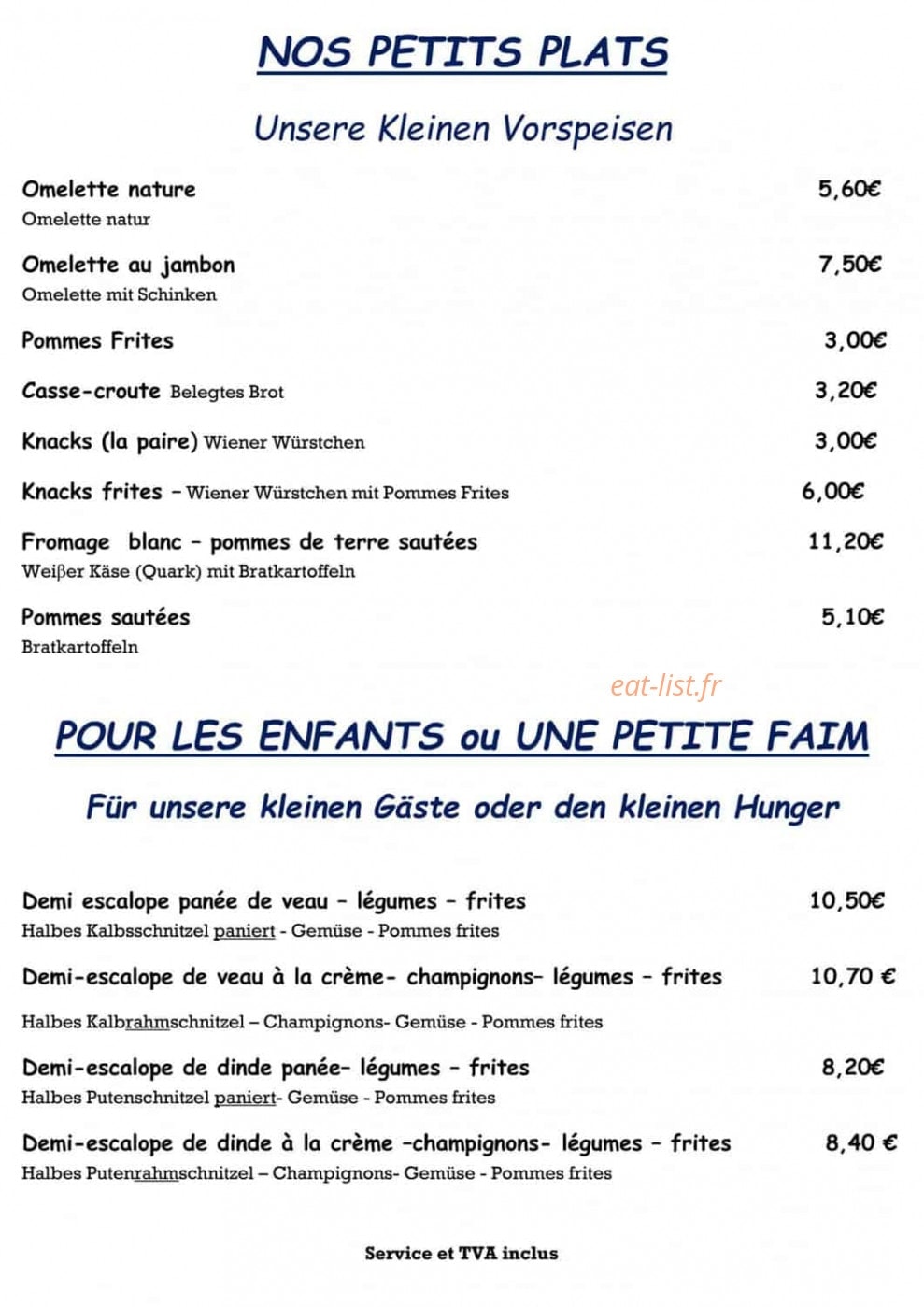 Restaurant Haras de la Née — carte page 2