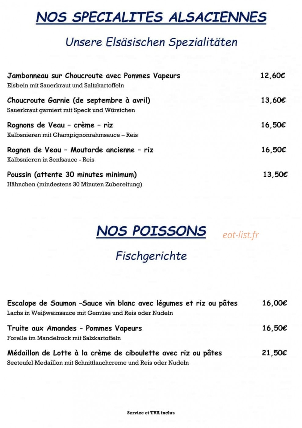 Restaurant Haras de la Née — carte page 4