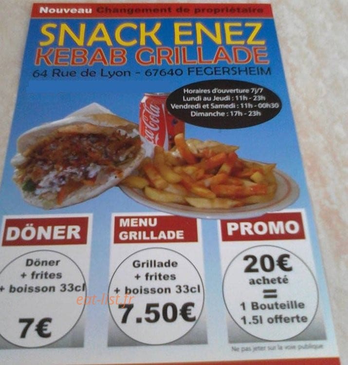 Snack Enez — carte page 1