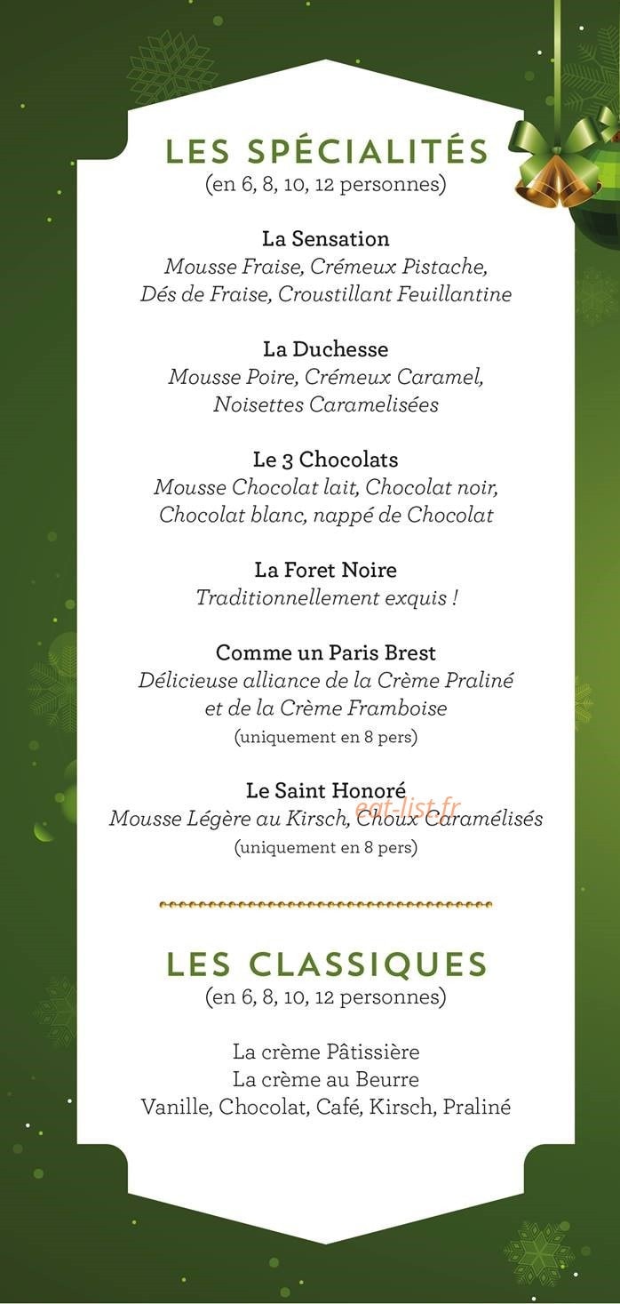 Carte et menu de Boulangerie Pâtisserie Banette à Lipsheim — Les spécialités et les classiques