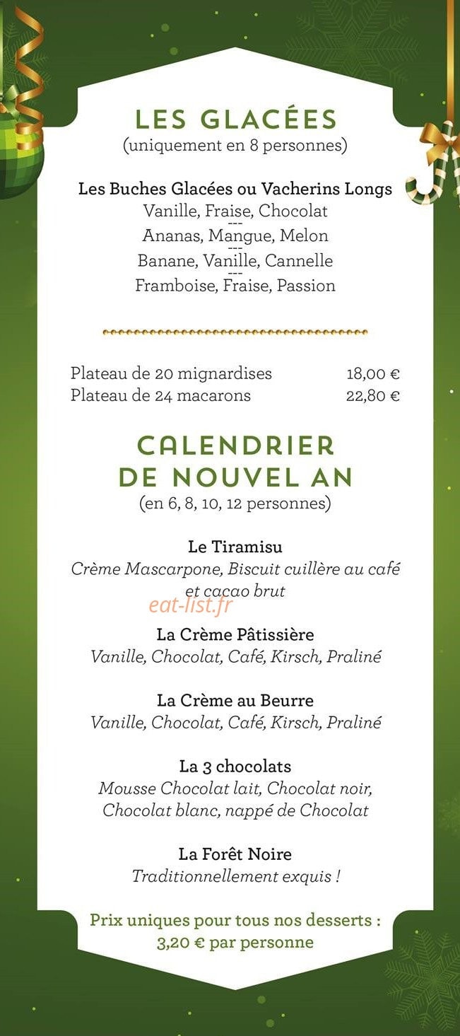 Carte et menu de Boulangerie Pâtisserie Banette à Lipsheim — Les glacées