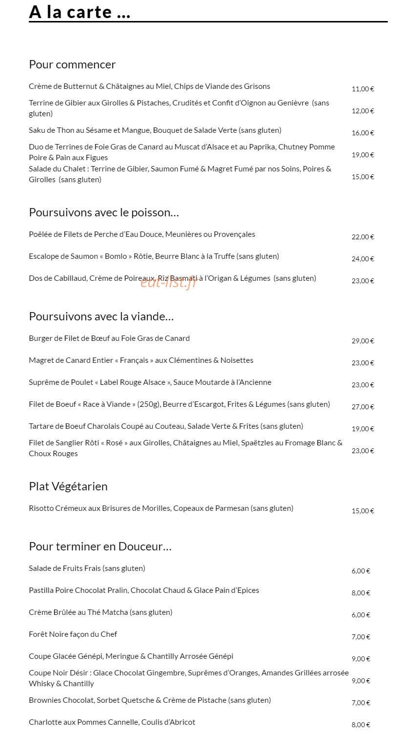 Le Chalet de l'Hôtel — carte page 2