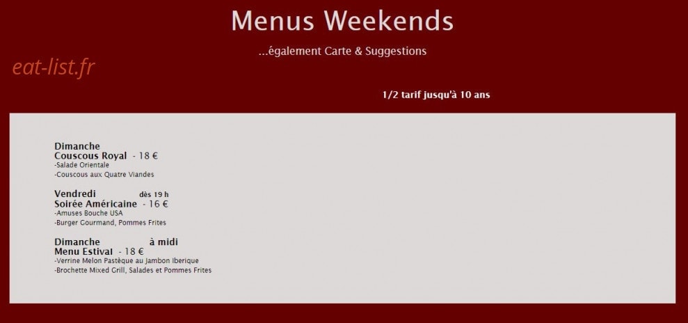 Restaurant de la Gare — carte page 2