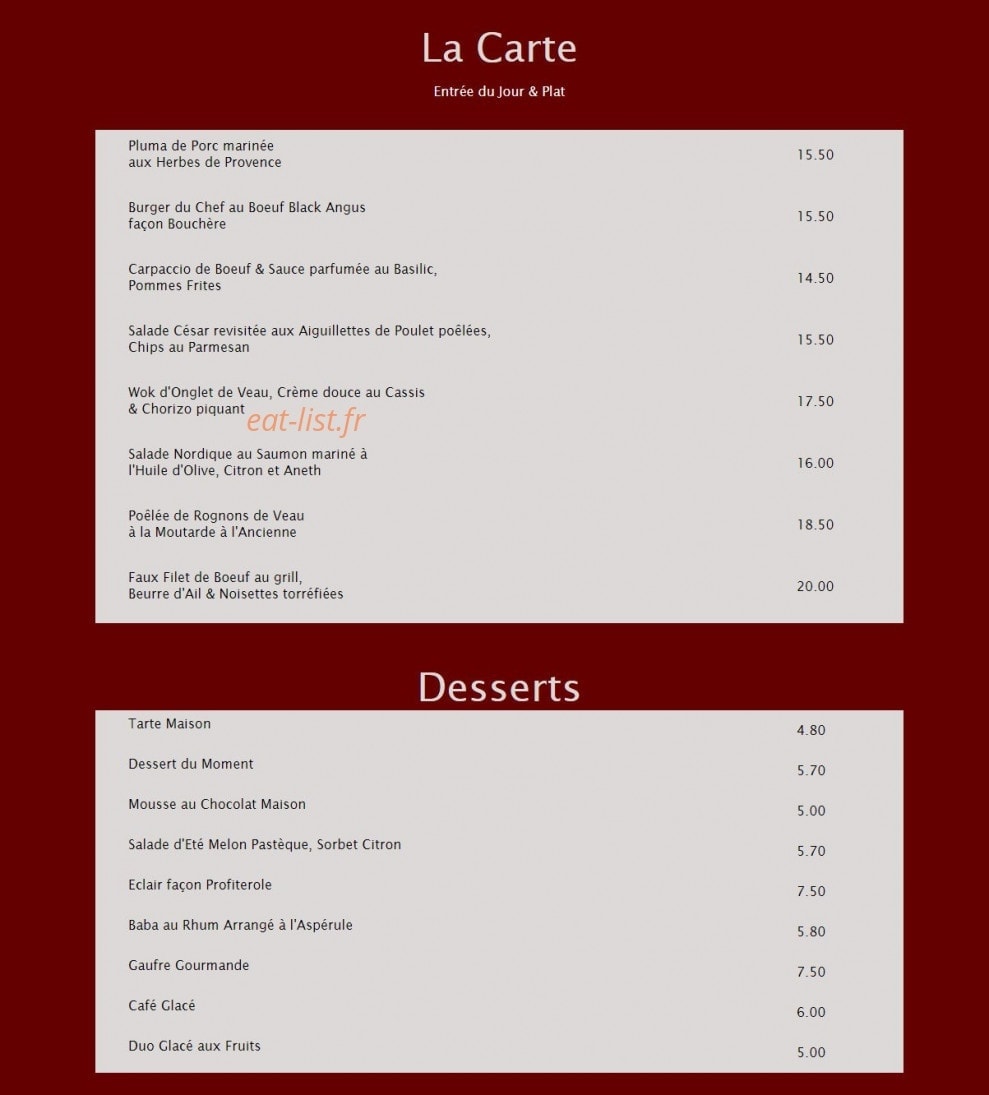 Restaurant de la Gare — carte page 3