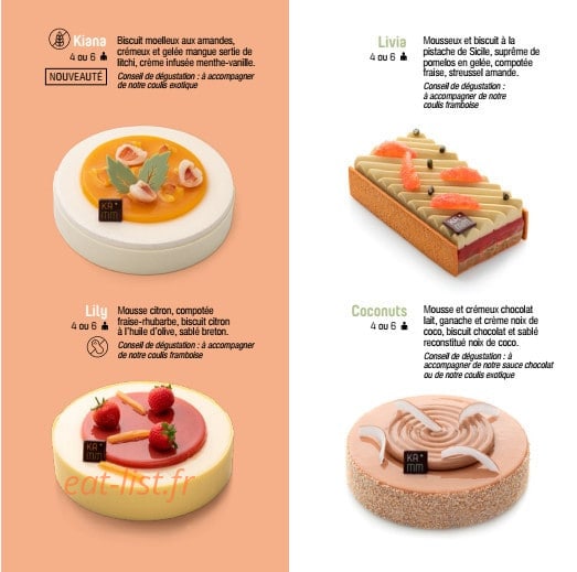 Carte et menu de Pâtisserie Kamm à Dambach la Ville — Les coconuts, Lily, ...