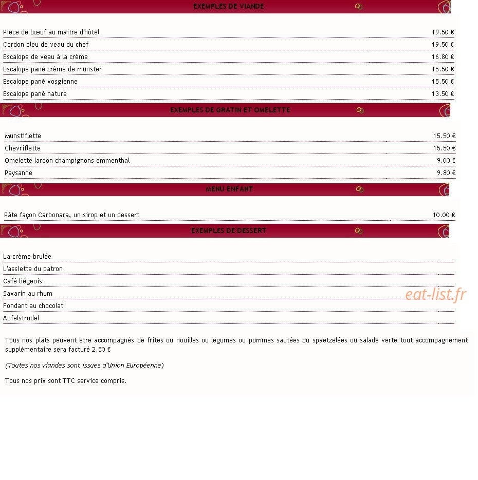 Restaurant La Vignette — carte page 2
