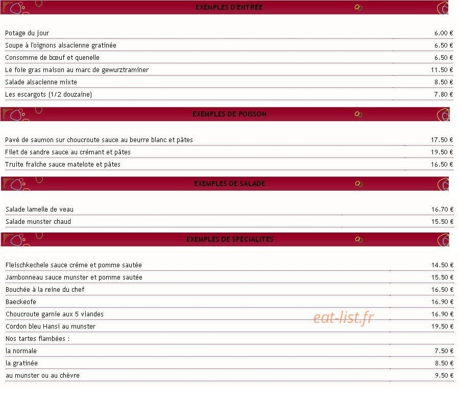 Restaurant La Vignette — carte page 1