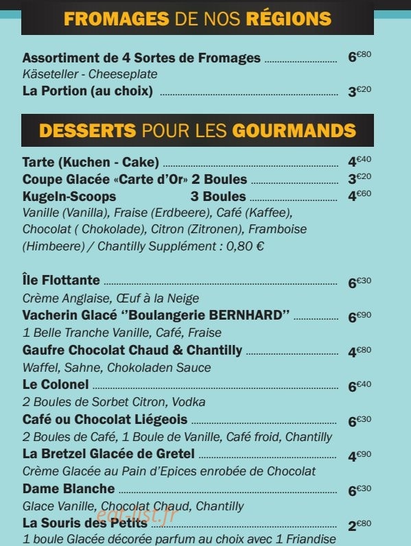 Restaurant A l'Ancre — carte page 5