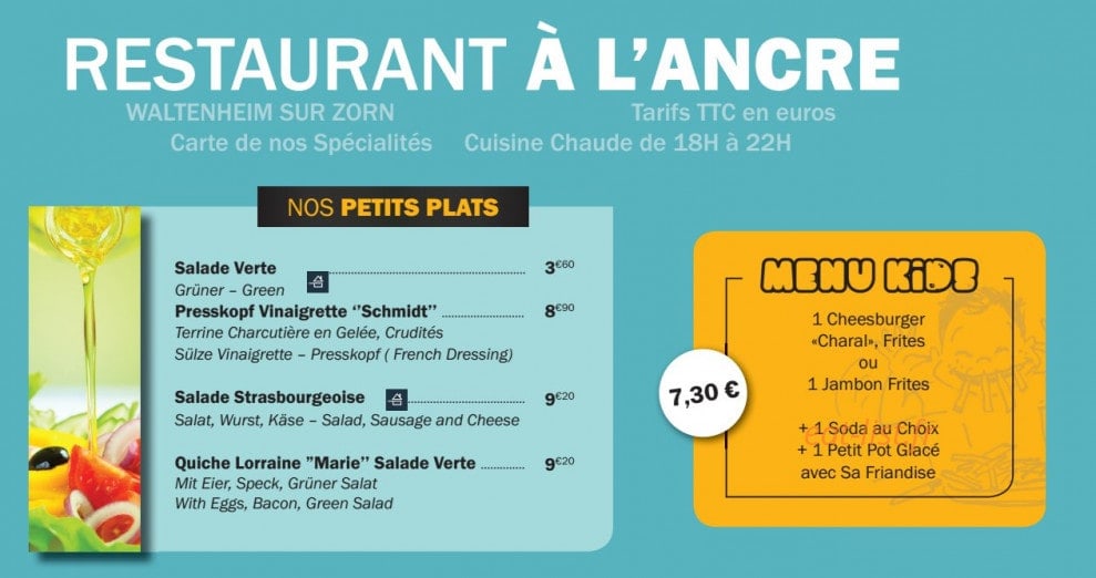 Restaurant A l'Ancre — carte page 1