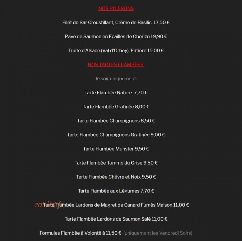 A table — carte page 2