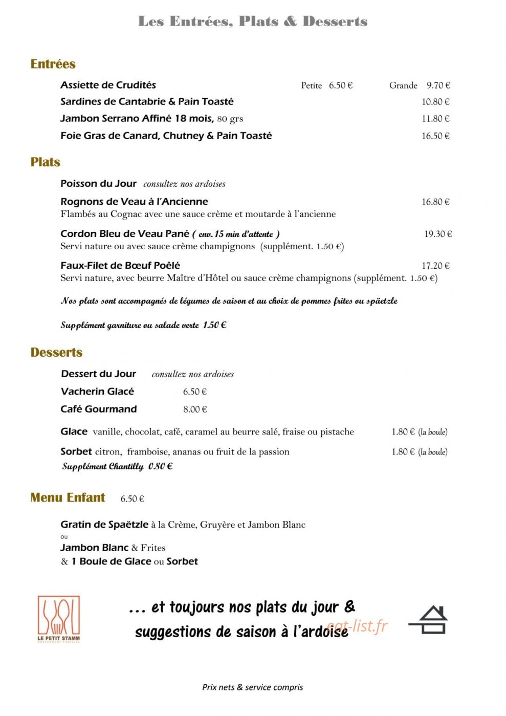 Le Petit Stamm — carte page 1