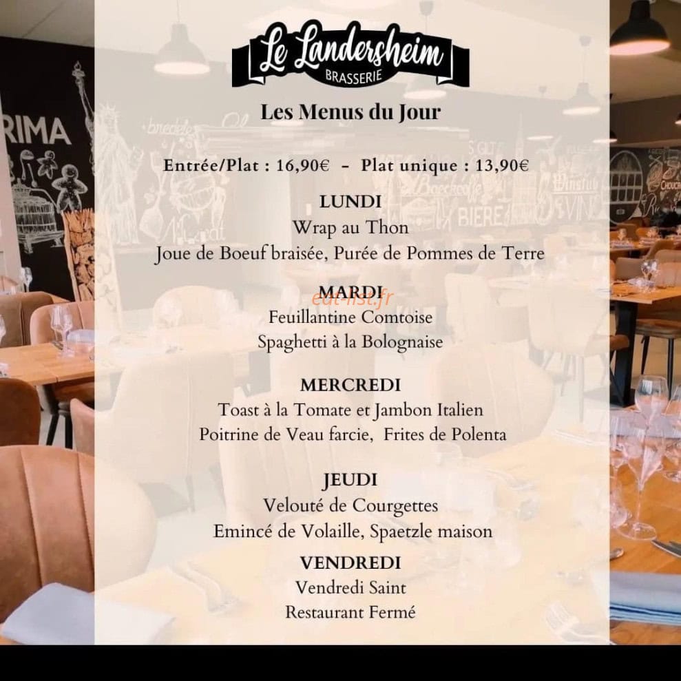 Brasserie Le Landersheim — carte page 1