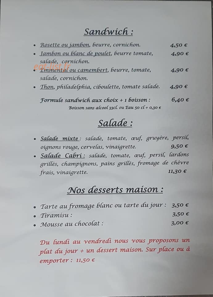 Au Petit Mon's — carte page 1