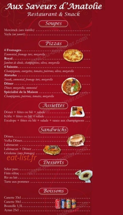 Aux Saveurs D'Anatolie — carte page 2