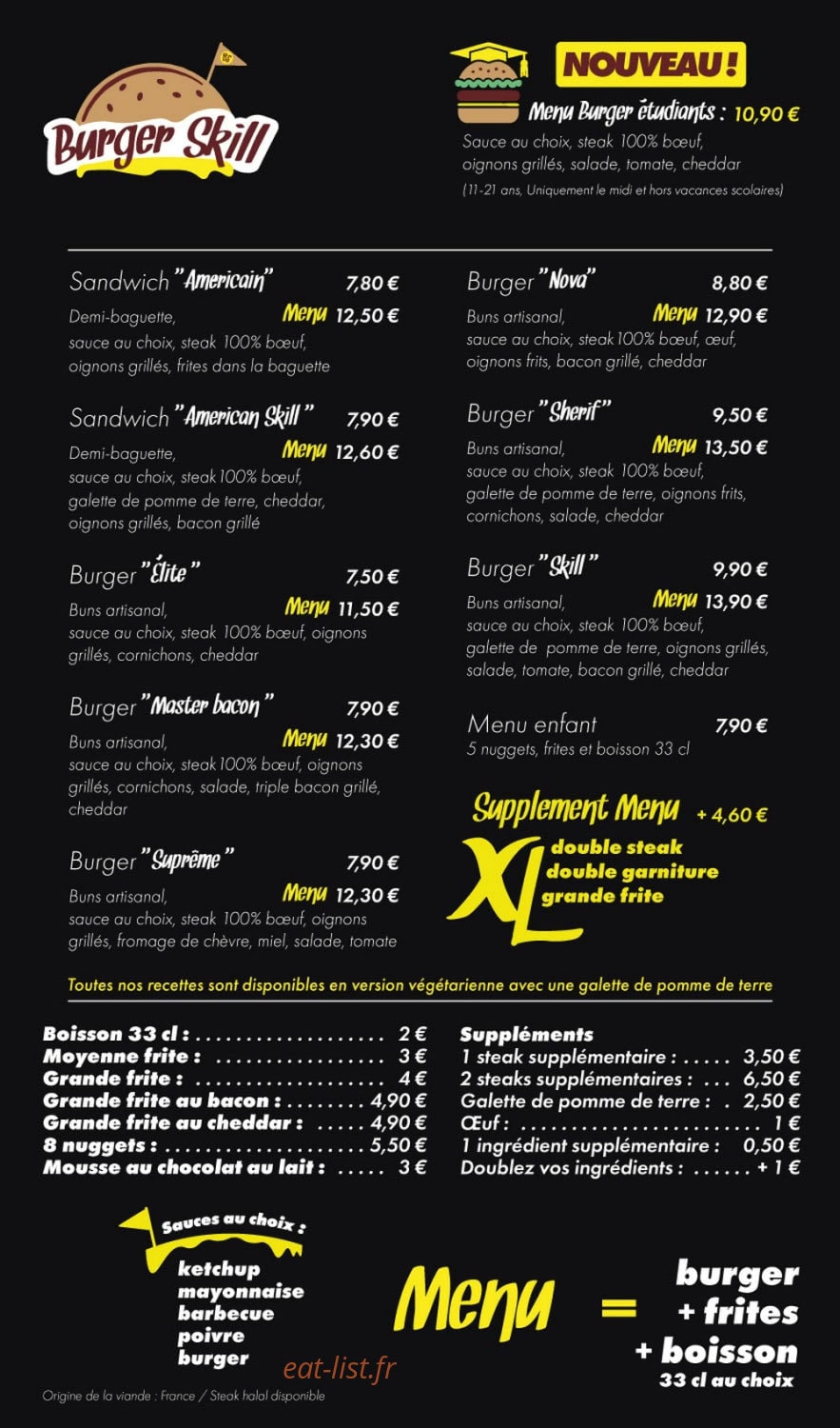 Burger Skill — carte page 1