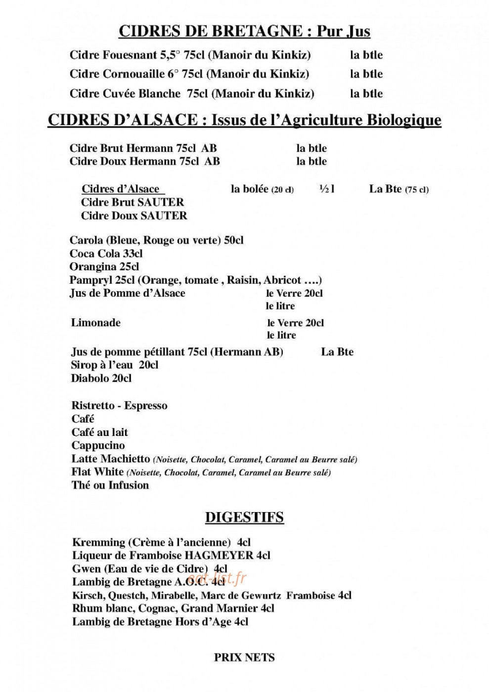 Crêperie du Griffon — carte page 6