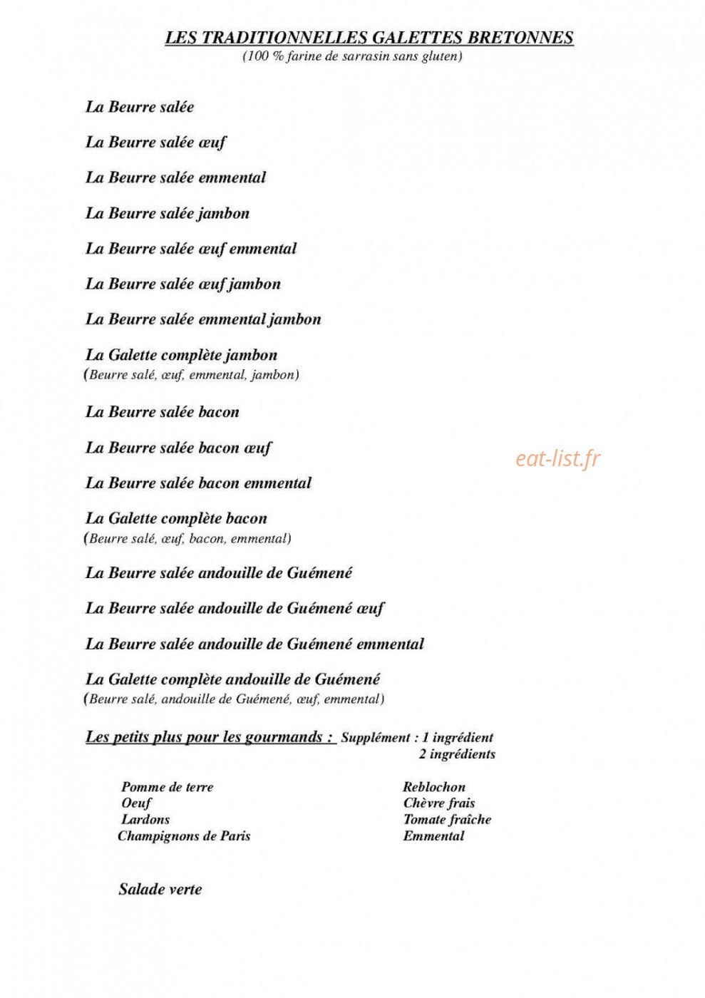 Crêperie du Griffon — carte page 4