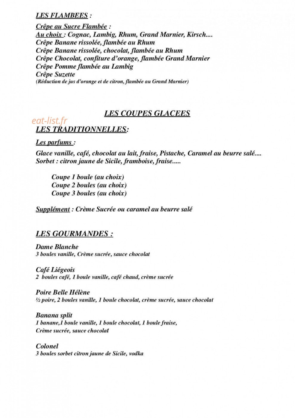 Crêperie du Griffon — carte page 2