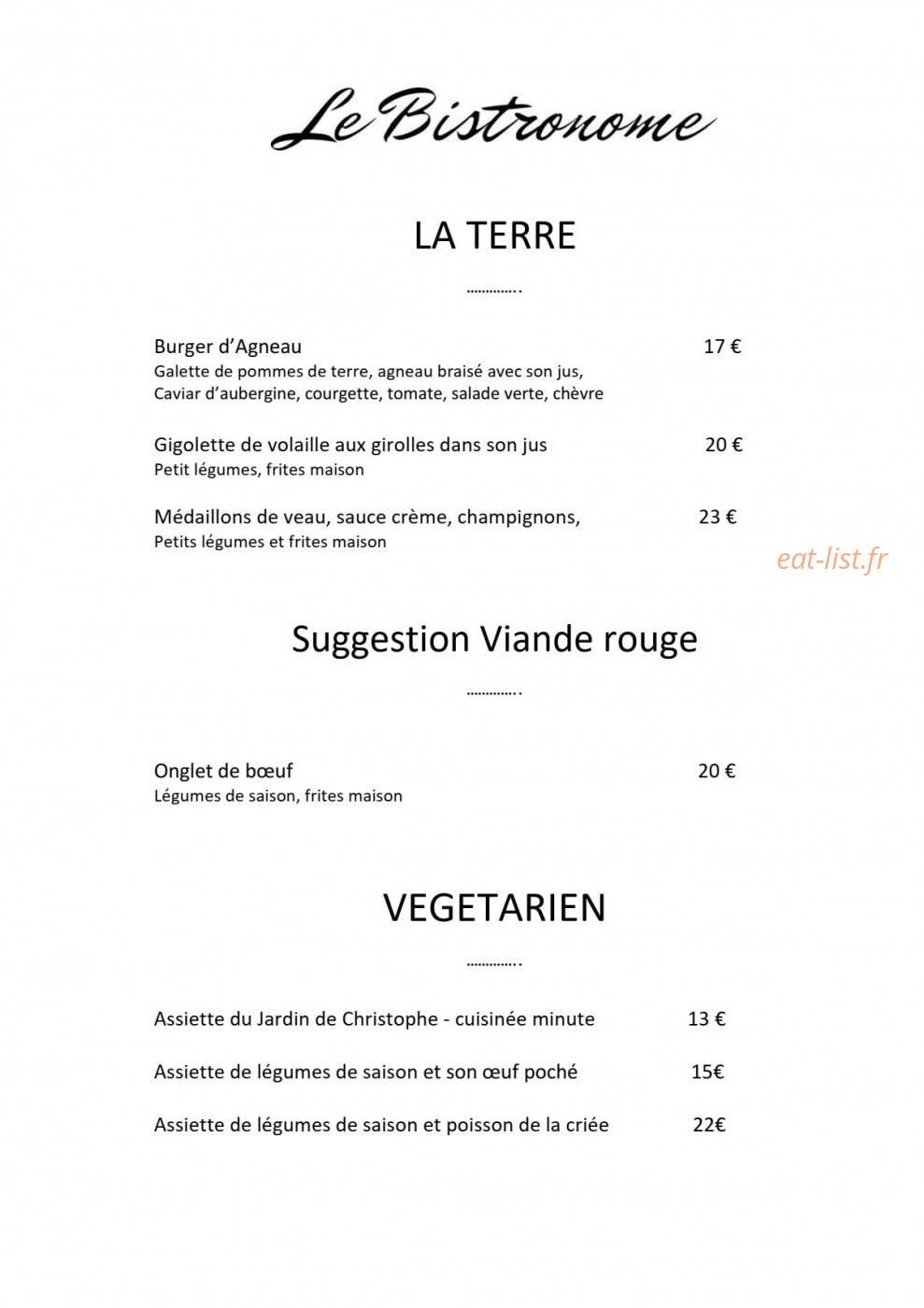 Le Bistronome — carte page 2