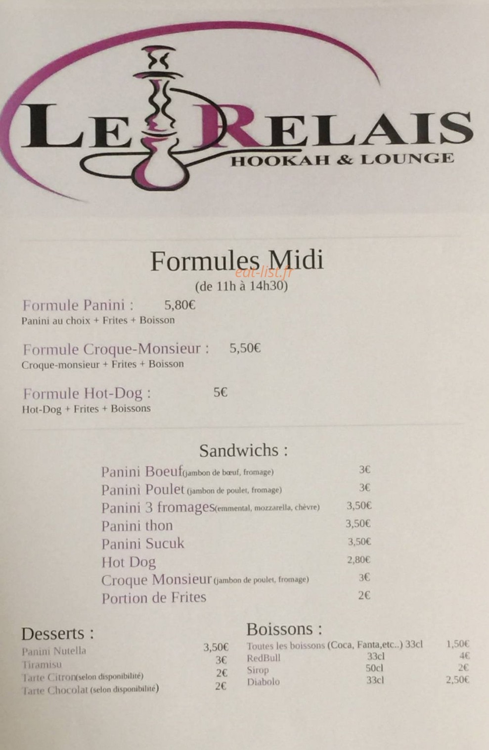 Le Relais — carte page 1