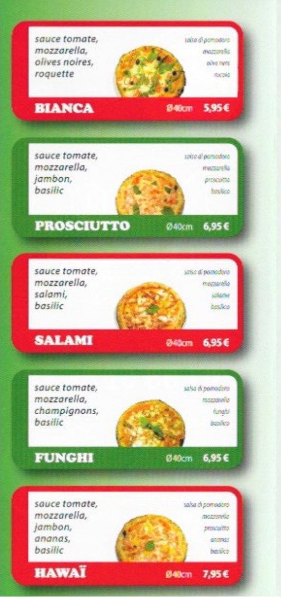 Nino's pizza — carte page 2