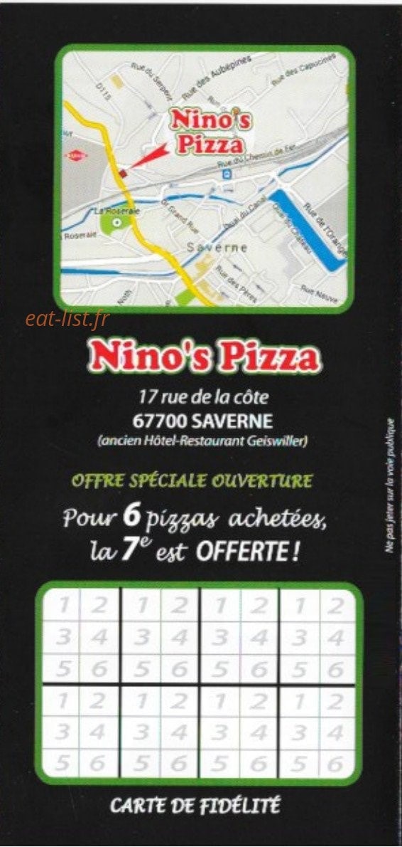 Nino's pizza — carte page 6