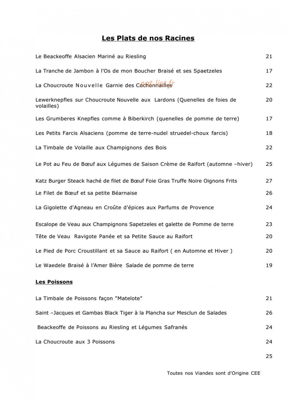 Taverne Katz — carte page 2