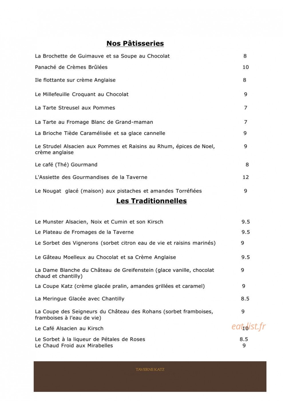Taverne Katz — carte page 3