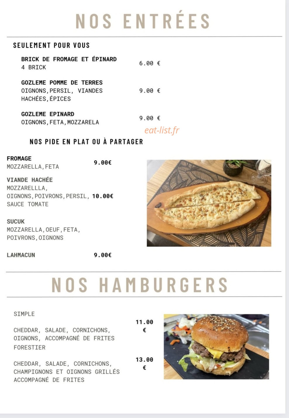 Restaurant 46 — carte page 1