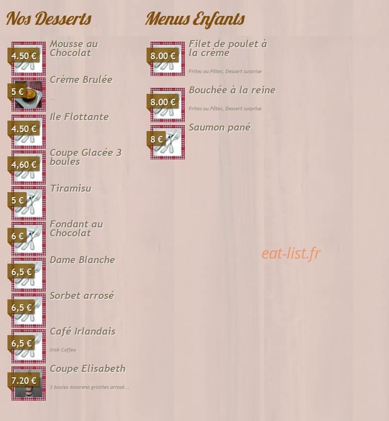 Restaurant elisabeth — carte page 3