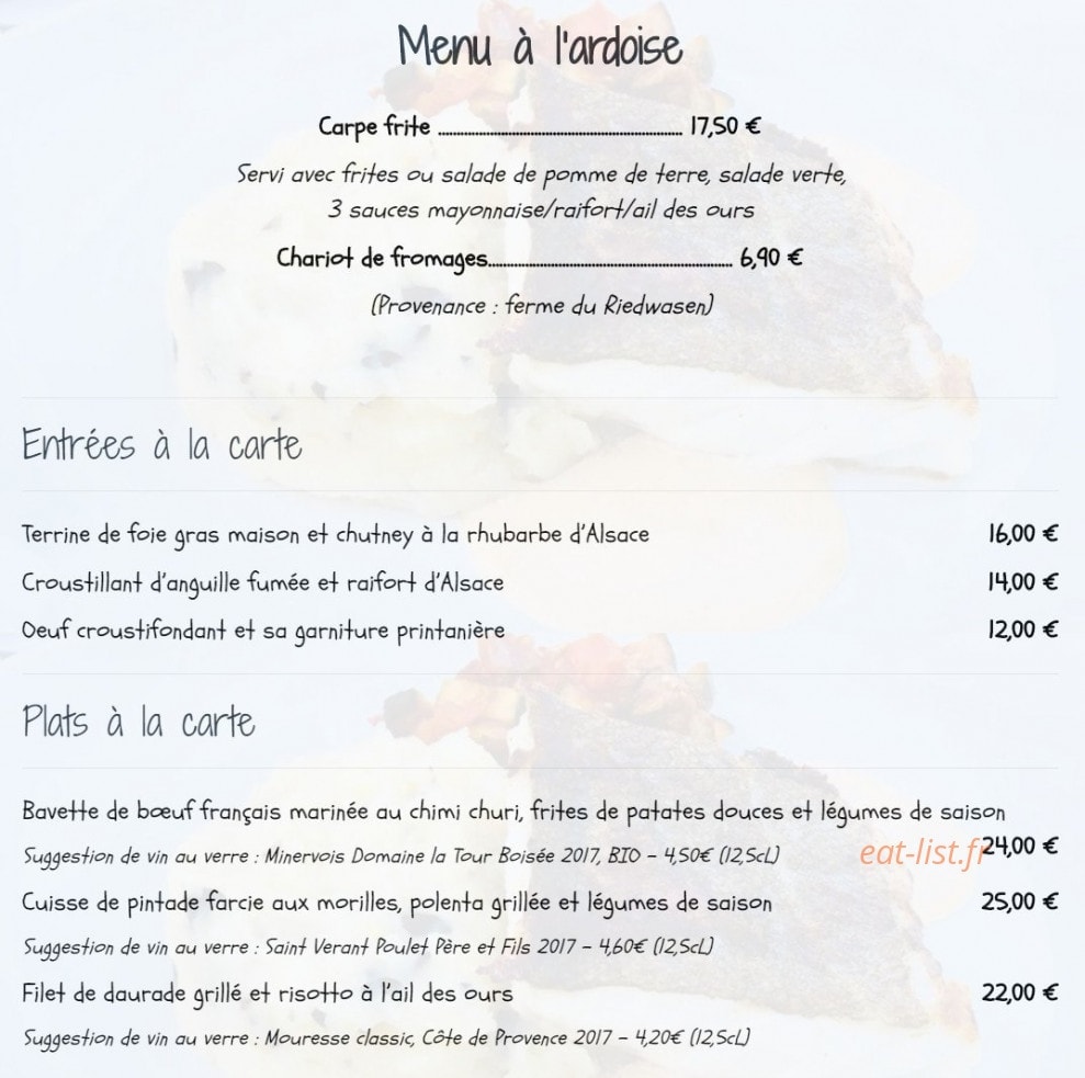 Auberge Huhnelmuhle — carte page 1