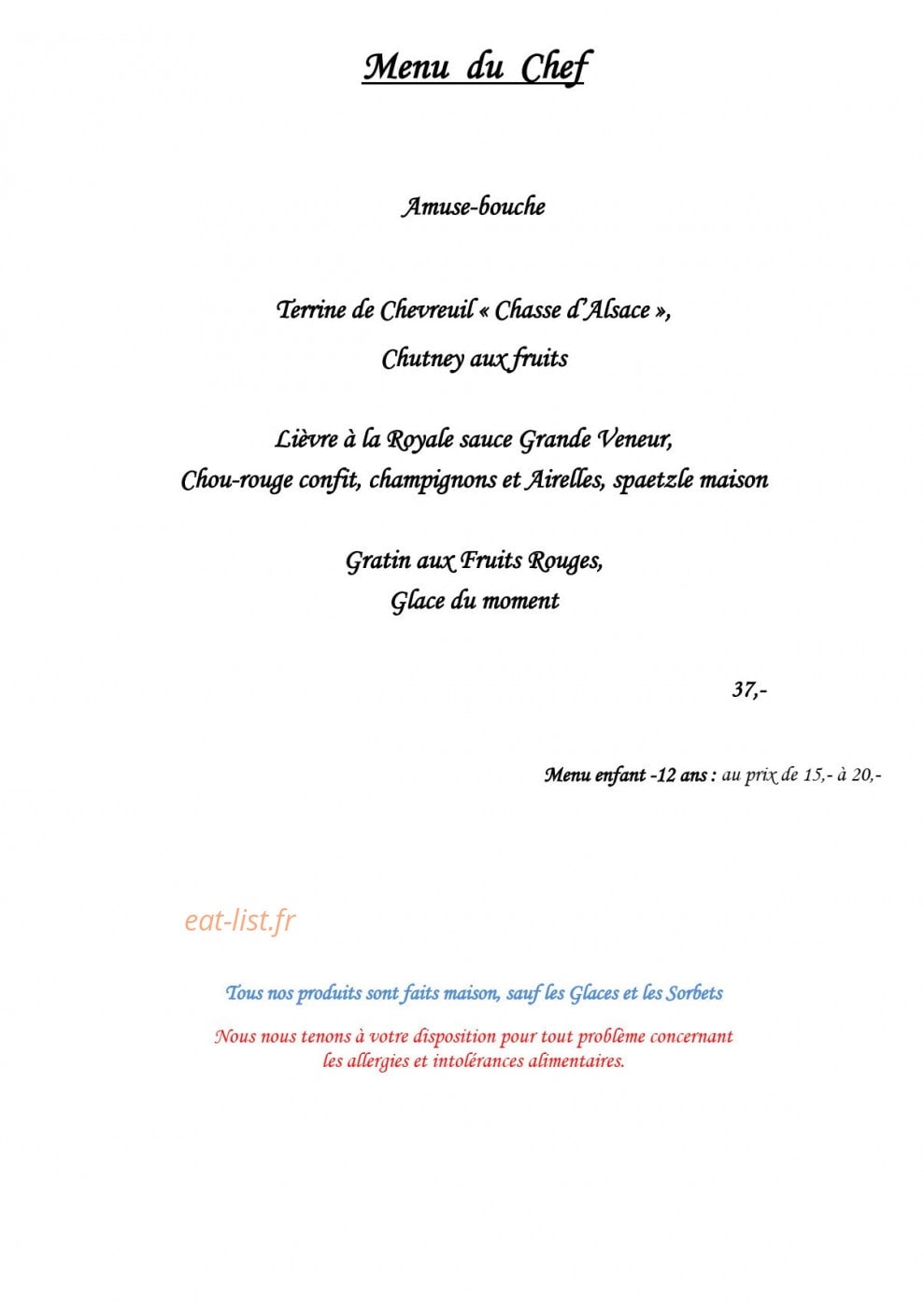 Auberge Ramstein — carte page 2